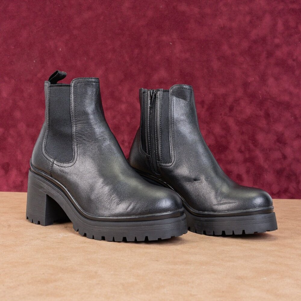 Jeffrey Campbell Wmn Escob Platform Black Leather Festival Chelsea boots sz 9.5